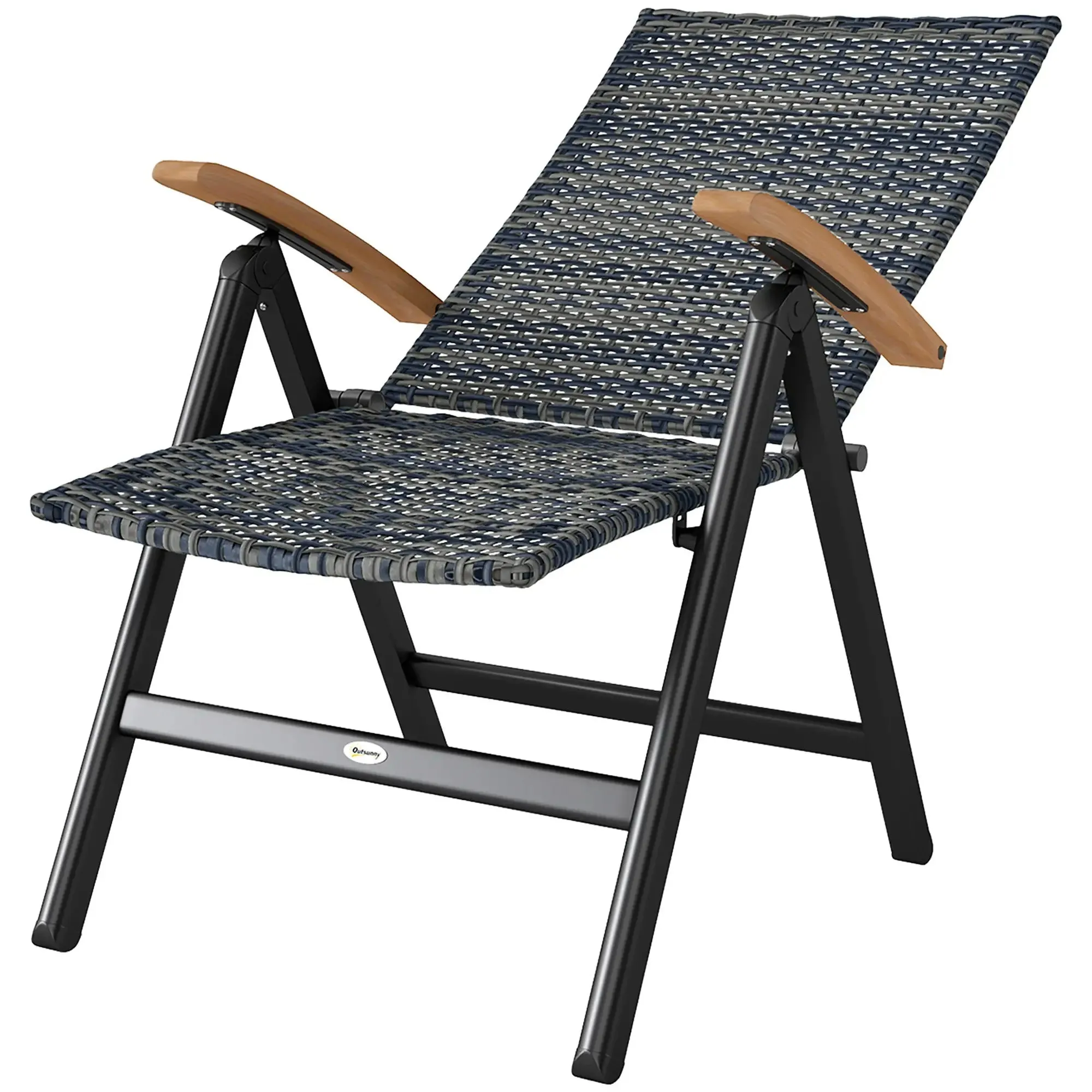 - Great price High Armrests, Folding Chair Rattan Balcony, For Backrest, Porch Mixed-grey Outdoor Garden, With Outsunny Pocket-friendly Camping,