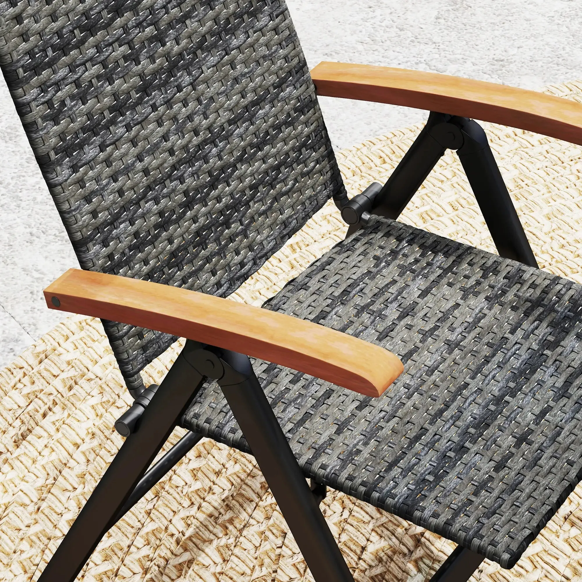- Great price High Armrests, Folding Chair Rattan Balcony, For Backrest, Porch Mixed-grey Outdoor Garden, With Outsunny Pocket-friendly Camping,