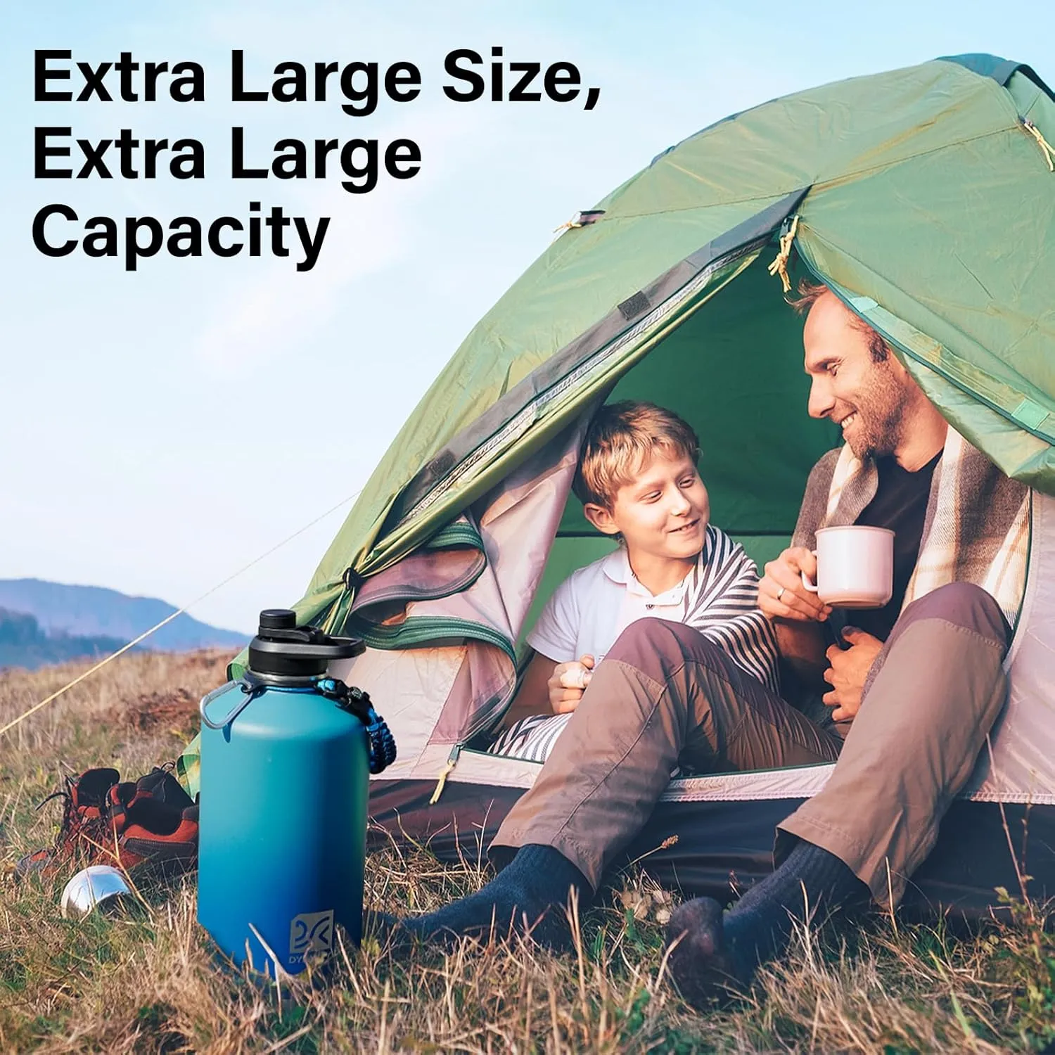 1 Gallon Water Bottle Insulated | Thickened Stainless Steel Vacuum Metal Water Jug | Portable Sports Large Thermos for Gym and Hiking with Straw, Carrier Bag, Handle Strap | BPA-Free 128 oz