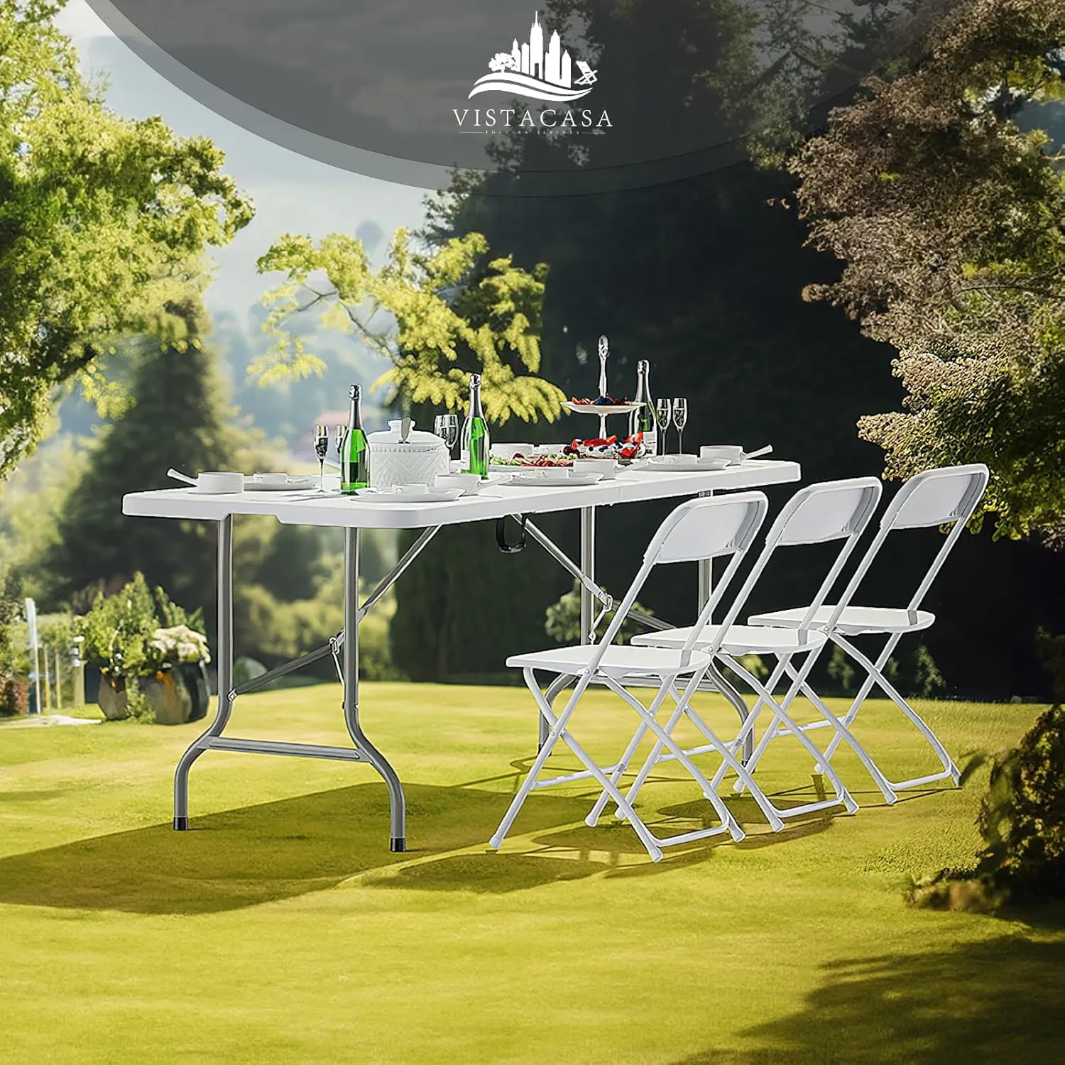 10 Pack Black Plastic Folding Chair for Indoor Outdoor Commercial, 350 lb Capacity Plastic Folding Chairs with Steel Frame for Office Wedding Party Events