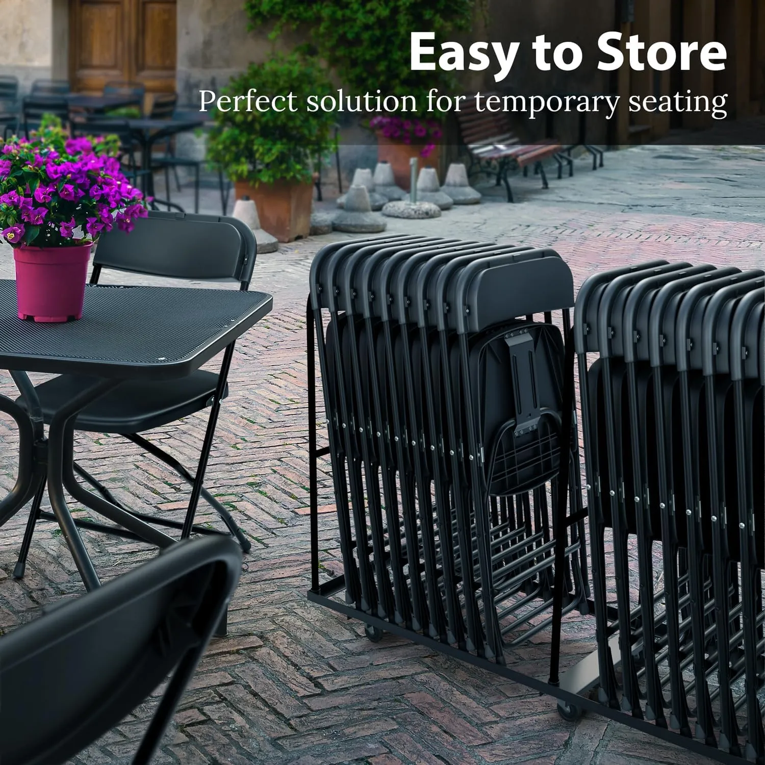 10 PACK White Foldable Plastic Chair | Folding & Stackable | 350 lbs Capacity Steel Frame Seats for Indoor Outdoor | Commercial Use Events Wedding Party Events Bulk Picnic Kitchen Dining