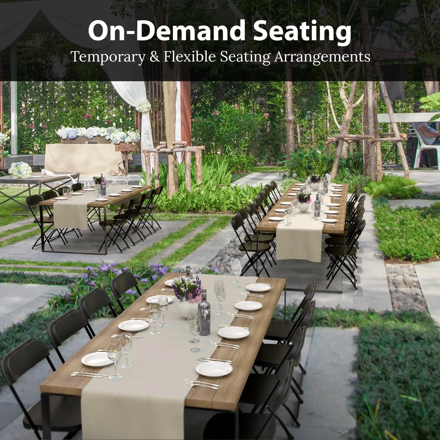 10 PACK White Foldable Plastic Chair | Folding & Stackable | 350 lbs Capacity Steel Frame Seats for Indoor Outdoor | Commercial Use Events Wedding Party Events Bulk Picnic Kitchen Dining