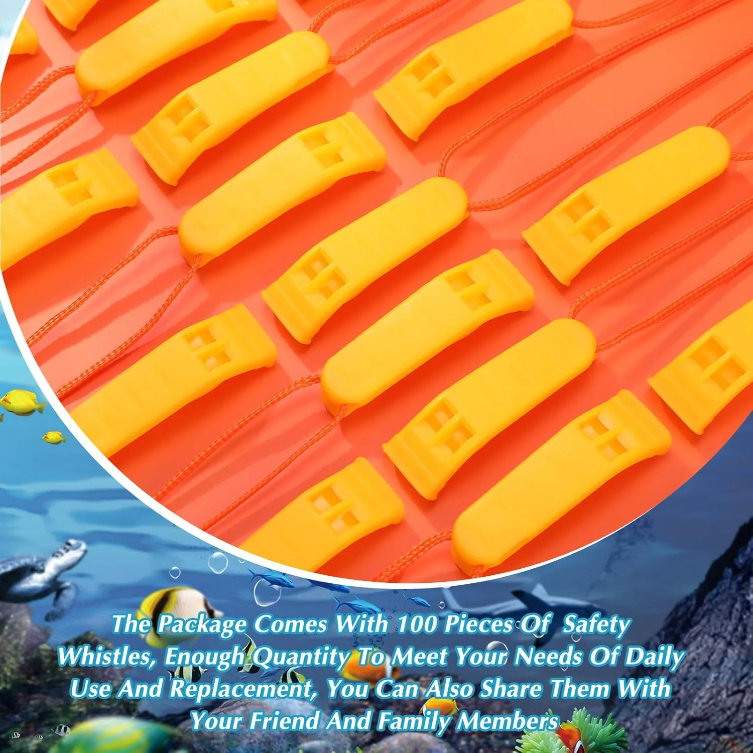 100 Pieces Emergency Whistles with Lanyard Safety Survival Whistles Loud Blast for Safety Camping Hiking Boating Hunting Survival Rescue Signaling