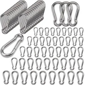 100PCS M6 2-3/8" Spring Snap Hooks Heavy Duty Carabiner Clips, 2.4" Galvanized Steel Quick Link Clip, 260LBS Holding Capacity Keychain Clip for Swing Hammock Gym Outdoor Hiking Camping