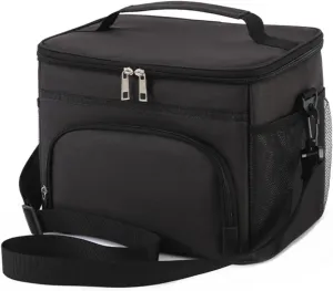 15L Lunch Bag for Women and Men,Leakproof Insulated Lunch Box Cooler Tote Bag with Adjustable Shoulder Strap Reusable Lunch Bags for Work, Picnic, Camping,Shopping(Black)