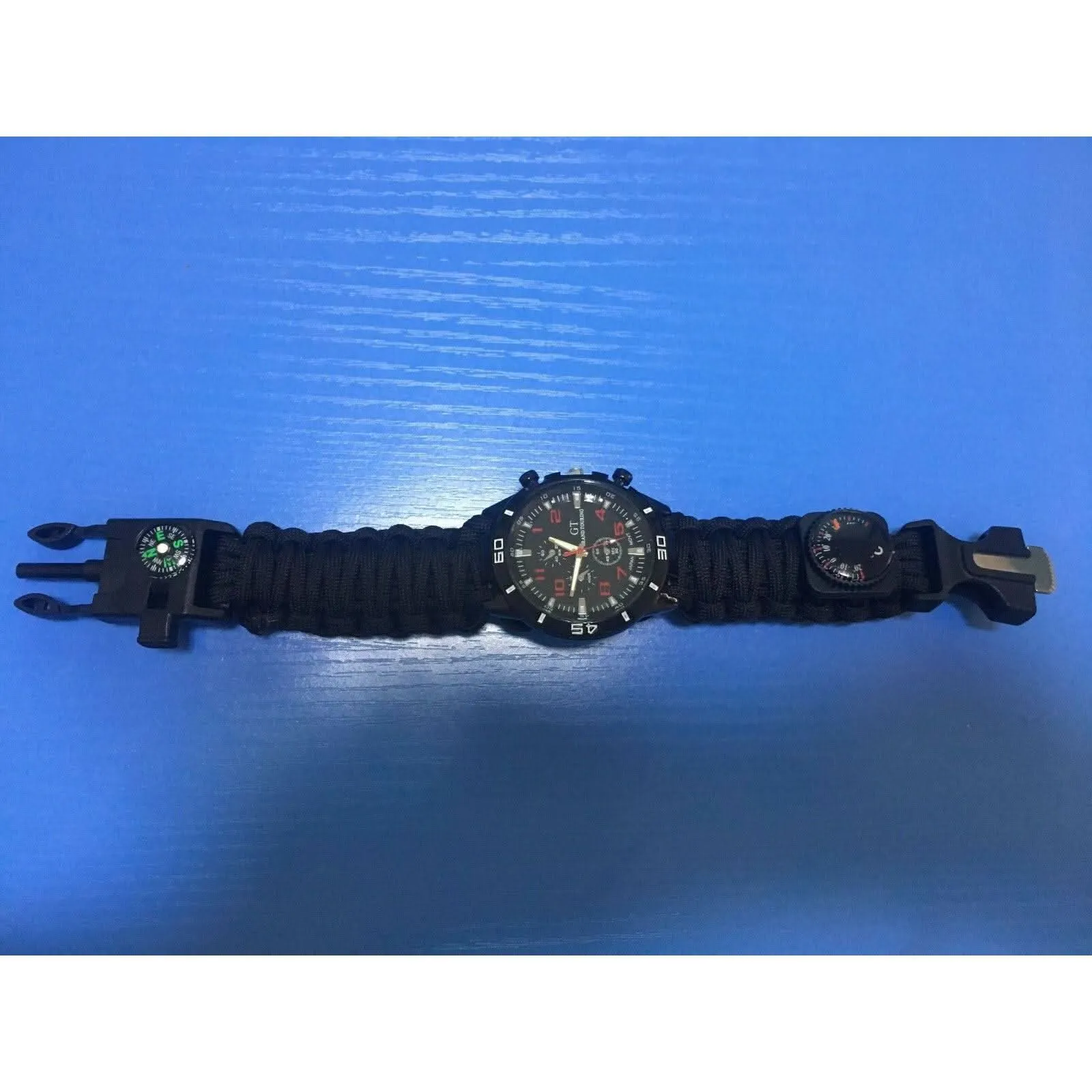 16 in 1 Camping Hiking Gear Survival Watch Compass Flint Fire Thermometer