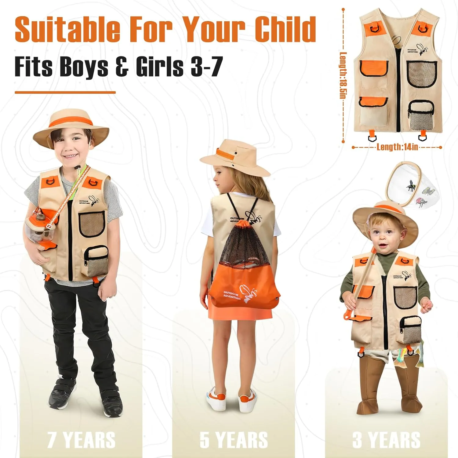 16PCS Explorer Kit & Bug Catcher Kit for Kids, Safari Costume & Camping Gear for Kids with Binoculars Compass Butterfly Net, Outdoor Toys STEM Gift for Toddlers Kids Boys Girls 3-5-7 Year Old