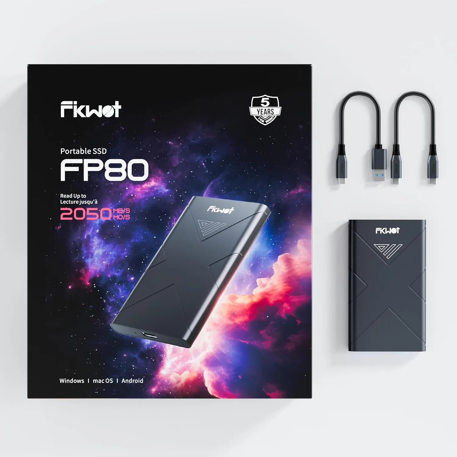 1TB External SSD, Portable SSD, Up to 2000MB/s, USB 3.2 Gen2x2 External Solid State Drives, Compatible with Smart TV, PS5/PS4(Pro), iPhone 15/16, Xbox, Mac & Windows and Other Devices(FP80)