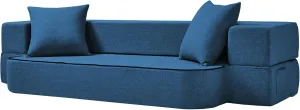 2-in-1 Folding Sofa Bed with 2 Pillows - Folding Chair Floor Couch & Sleeping Mattress - Washable Cover & Memory Foam Sleeper Chair for Living Room/Guest Room/Apartment/Loft, Navy Blue, Twin XL