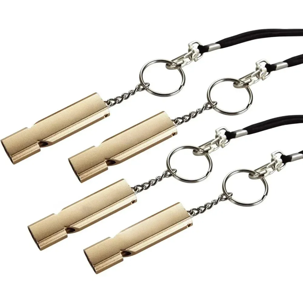 2 or 4 Loud Emergency Whistles with Lanyard and Keychain