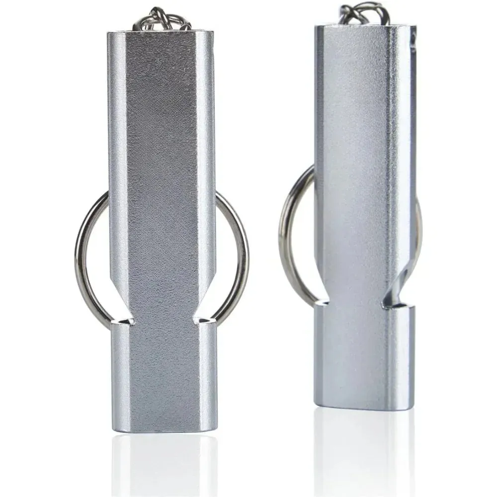 2 or 4 Loud Emergency Whistles with Lanyard and Keychain