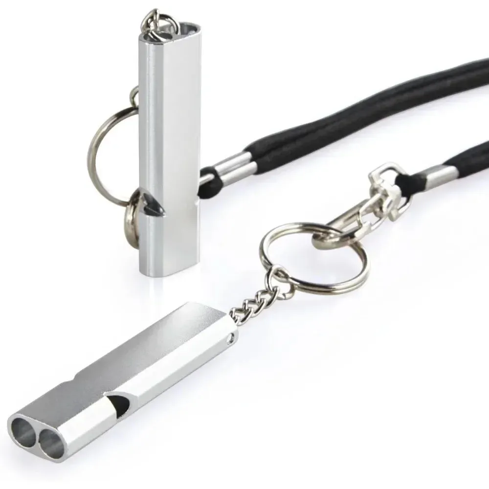 2 or 4 Loud Emergency Whistles with Lanyard and Keychain
