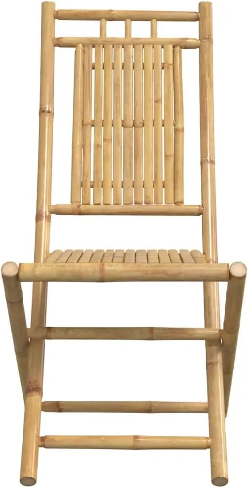 2-Pack Bamboo Folding Patio Chairs Outdoor Furniture 18.1"x26"x39" Foldable Garden Chairs for Poolside Camping Beach Dining Comfortable Lounge Seating
