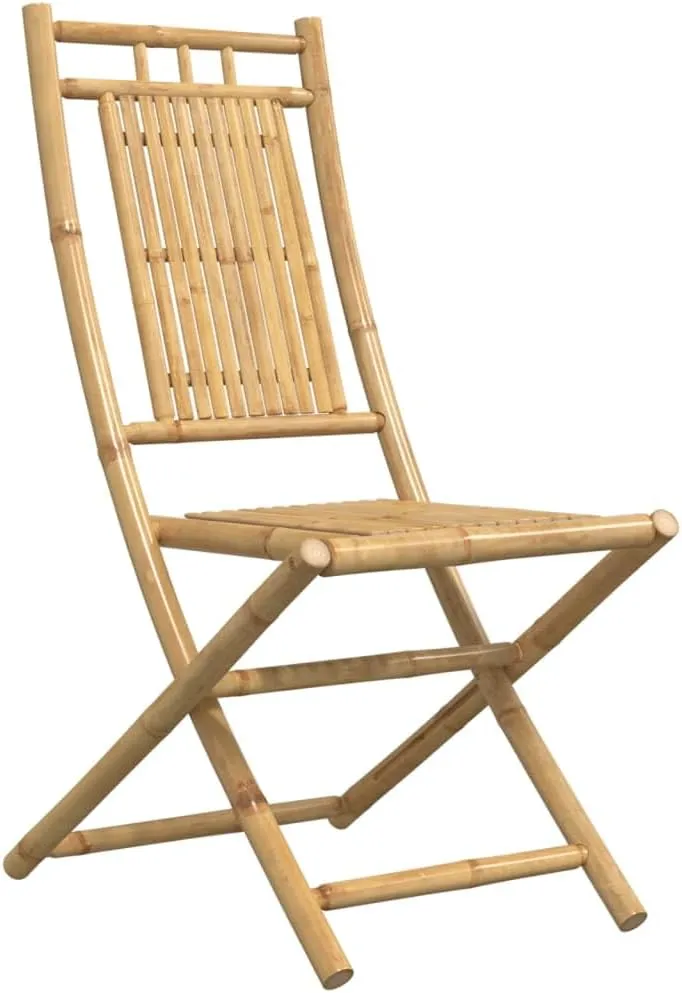 2-Pack Bamboo Folding Patio Chairs Outdoor Furniture 18.1"x26"x39" Foldable Garden Chairs for Poolside Camping Beach Dining Comfortable Lounge Seating