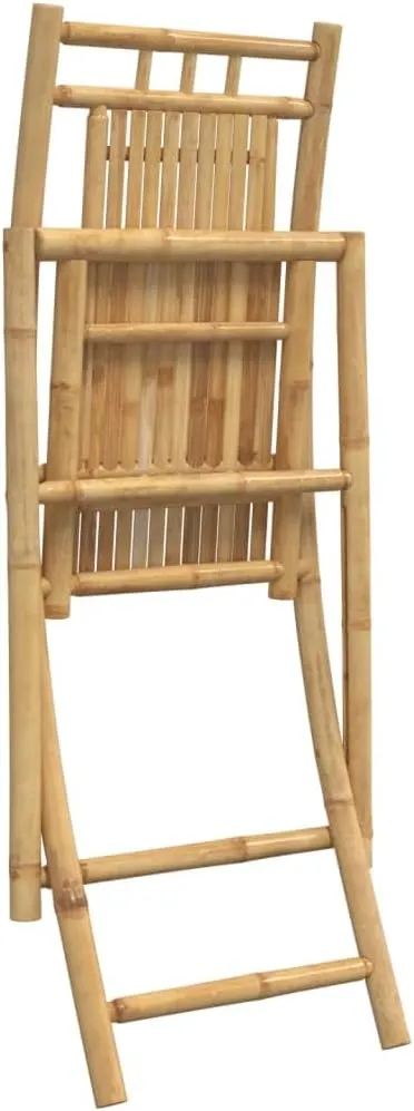 2-Pack Bamboo Folding Patio Chairs Outdoor Furniture 18.1"x26"x39" Foldable Garden Chairs for Poolside Camping Beach Dining Comfortable Lounge Seating