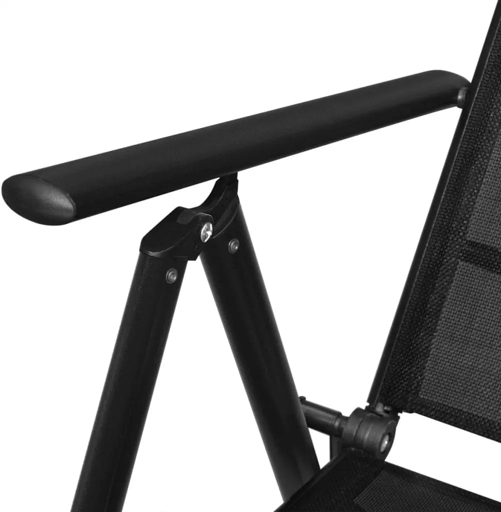 2 Pack Black Folding Patio Chairs with 7-Position Recliner - Aluminum Outdoor Lounge Chairs with Textilene Seat for Camping Beach Poolside Garden Furniture (Assembly Required)