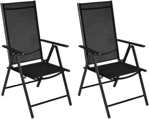 2 Pack Black Folding Patio Chairs with 7-Position Recliner - Aluminum Outdoor Lounge Chairs with Textilene Seat for Camping Beach Poolside Garden Furniture (Assembly Required)