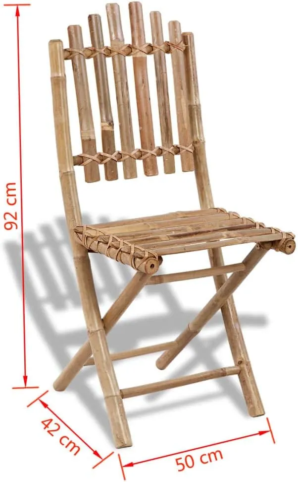 2 Pack Folding Bamboo Patio Chairs for Outdoor Dining Garden and Camping Foldable Space Saving Size 19.7" x 16.5" x 36.2" Natural Material Chairs