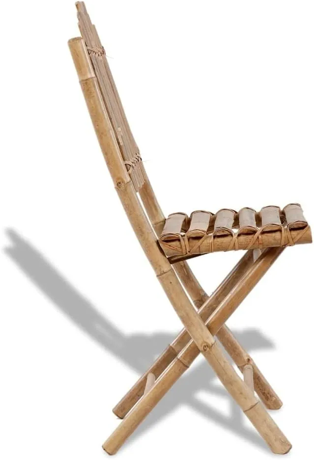 2 Pack Folding Bamboo Patio Chairs for Outdoor Dining Garden and Camping Foldable Space Saving Size 19.7" x 16.5" x 36.2" Natural Material Chairs