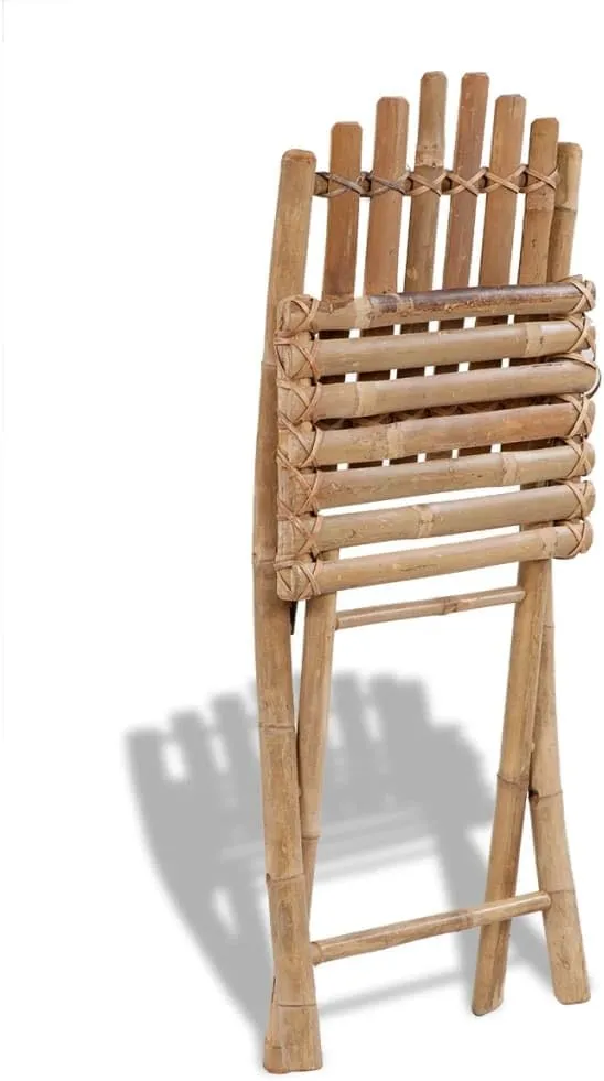 2 Pack Folding Bamboo Patio Chairs for Outdoor Dining Garden and Camping Foldable Space Saving Size 19.7" x 16.5" x 36.2" Natural Material Chairs