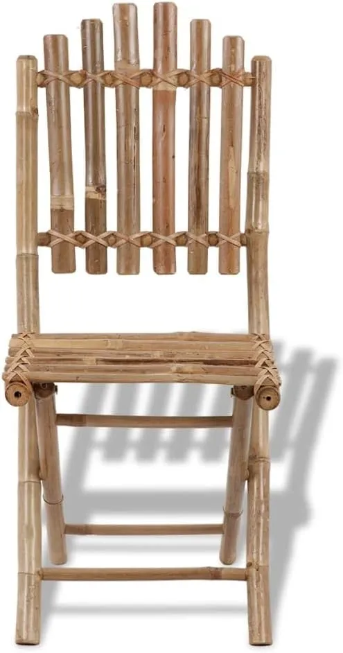 2 Pack Folding Bamboo Patio Chairs for Outdoor Dining Garden and Camping Foldable Space Saving Size 19.7" x 16.5" x 36.2" Natural Material Chairs