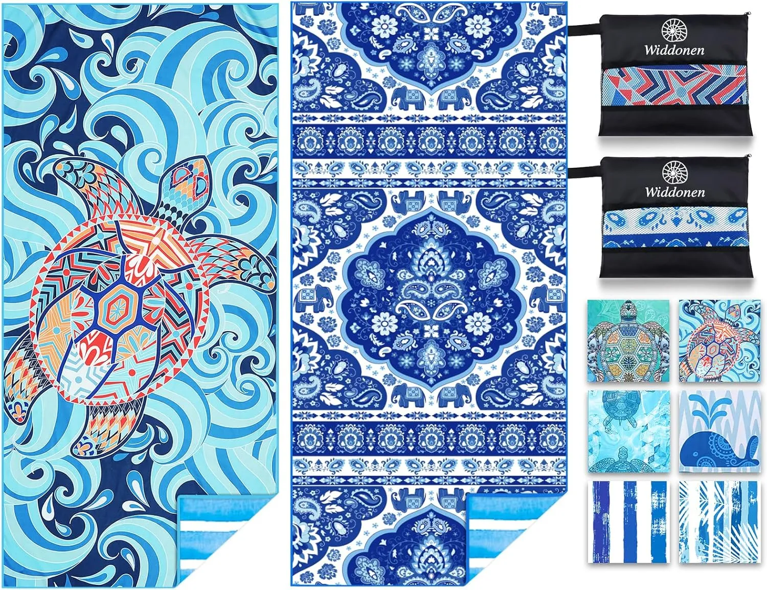 2 Pack Microfiber Lightweight Beach Towel Sand Free Quick Dry Absorbent Thin Compact Towels for Swimming Pool Camping Beach Accessories Large Easy Pack Travel Things for Vacation Essentials Gift