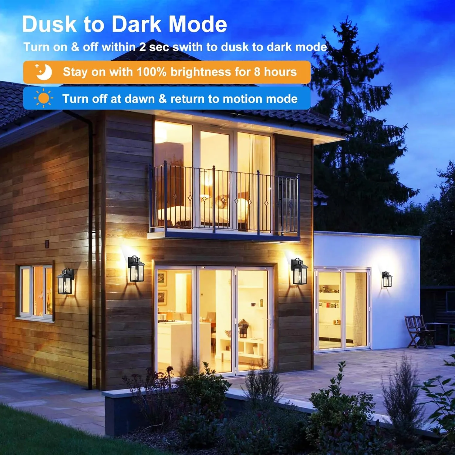 2 Pack Motion Sensor Porch Light,Dusk to Dawn Outdoor Lighting,Waterproof Exterior Light Fixture,Black Outside Wall Mount Lamp for House Garage Patio Front Door