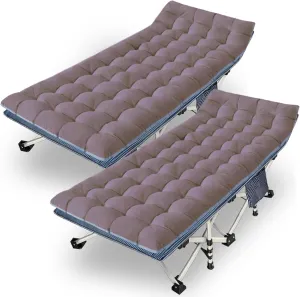 2-Pack Oversize XXL Cot with Mattress Comfortable Camping Cot for Adults Extra Wide Cots for Sleeping with Carry Bag Camping Bed Folding Cot 79" L x 32" W x 18" H Heavy Duty for Home Office Outdoor