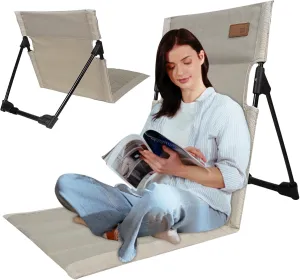 2 Pcs Foldable Pool Chair, Portable Beach Chairs, Lightweight with Back Rest with Carrying Bag, Sunbathing Beach Mat Suitable for Pool Camping Picnic Lawn (Beige)