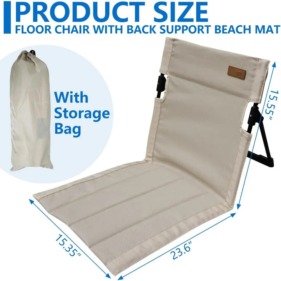 2 Pcs Foldable Pool Chair, Portable Beach Chairs, Lightweight with Back Rest with Carrying Bag, Sunbathing Beach Mat Suitable for Pool Camping Picnic Lawn (Beige)