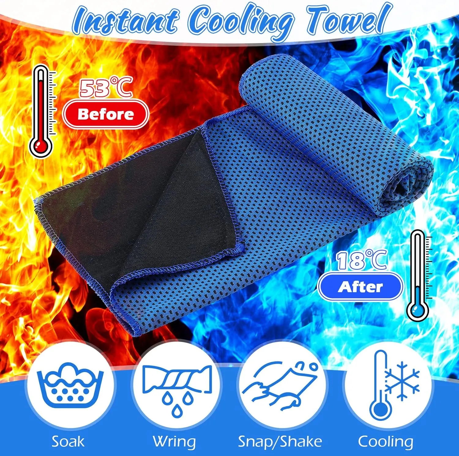 20 Pcs Cooling Towel 40" x 12" Ice Towel for Neck and Face Microfiber Chilly with Bag Breathable Yoga Gym Stay Cool Towels Sweat Rag for Workout Running Camping Pilates Beach Accessories (Royal Blue)