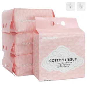 200x4 Count Disposable Face Towels, Ultra Soft & Thick Facial Cleansing Dry Wipes, Lint-Free and Gentle for Sensitive Skin, Fragrance-Free Makeup Remover Towelettes (4 Pack Family Set)