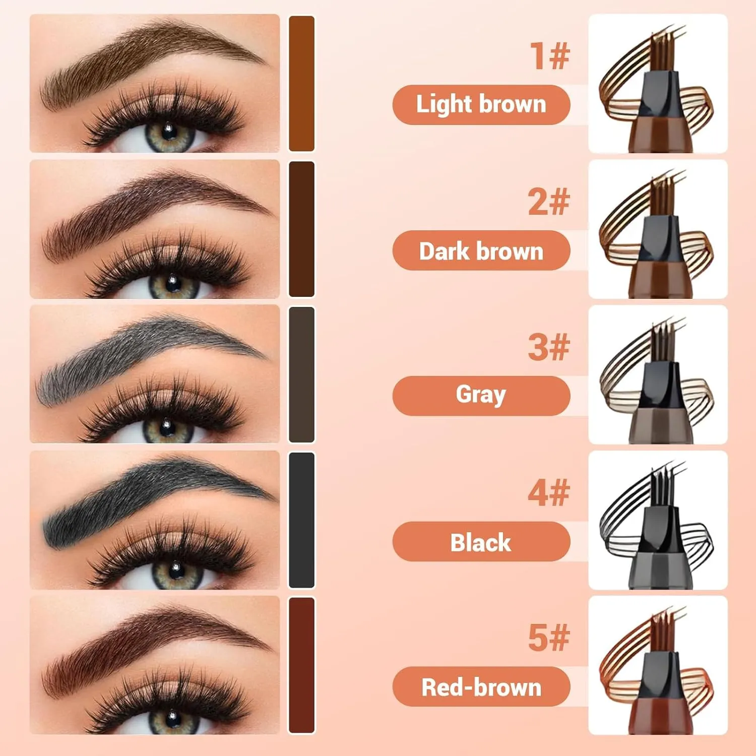 2025 Upgraded Eyebrow Contouring Pen Waterproof Microblading Eyebrow Pencil Contouring Pen 4 Tipped Precise Brow Pens for Natural Makeup,3D Eyebrow Pencil (3# reddish brown)