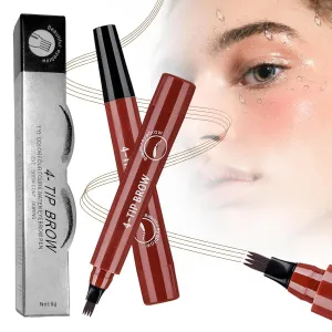 2025 Upgraded Eyebrow Contouring Pen Waterproof Microblading Eyebrow Pencil Contouring Pen 4 Tipped Precise Brow Pens for Natural Makeup,3D Eyebrow Pencil (3# reddish brown)