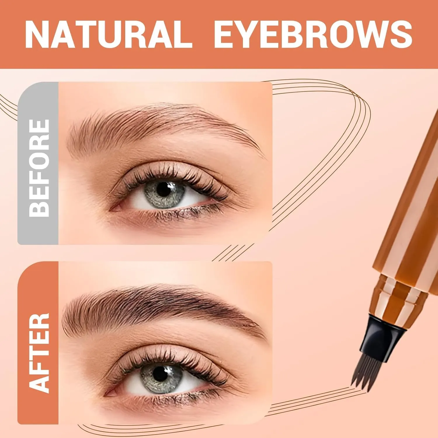 2025 Upgraded Eyebrow Contouring Pen Waterproof Microblading Eyebrow Pencil Contouring Pen 4 Tipped Precise Brow Pens for Natural Makeup,3D Eyebrow Pencil (3# reddish brown)