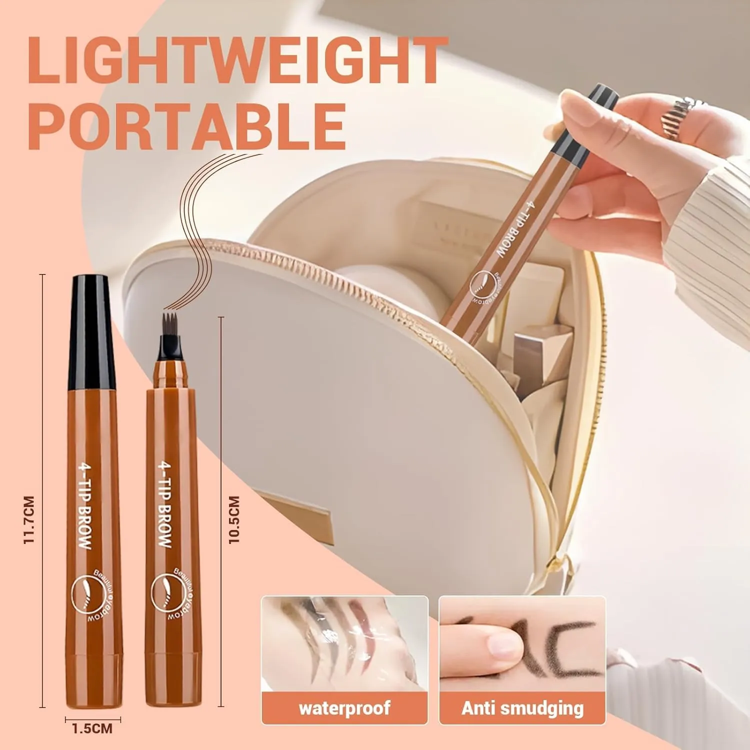2025 Upgraded Eyebrow Contouring Pen Waterproof Microblading Eyebrow Pencil Contouring Pen 4 Tipped Precise Brow Pens for Natural Makeup,3D Eyebrow Pencil (3# reddish brown)