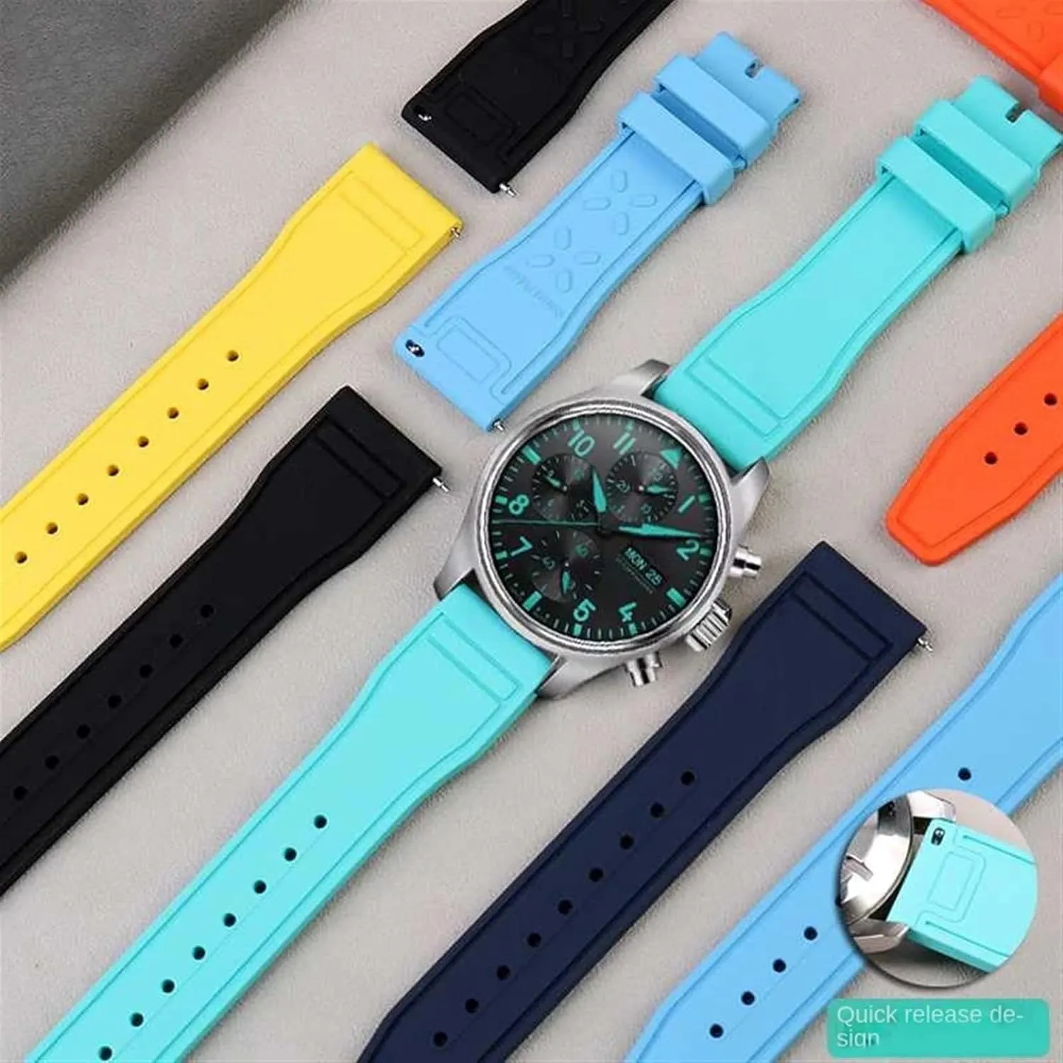 20mm 21mm 22mm for IWC Fluoro Rubber Watch Strap Quick Release Pilot AMG Petronas F1 Team Waterproof Sports Bracelet Watchband