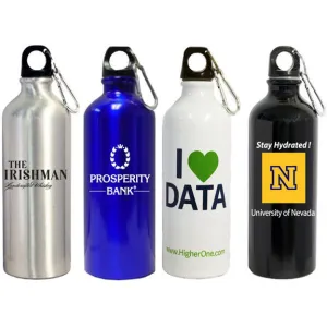 20oz Aluminum Sports Water Bottle with Carabiner