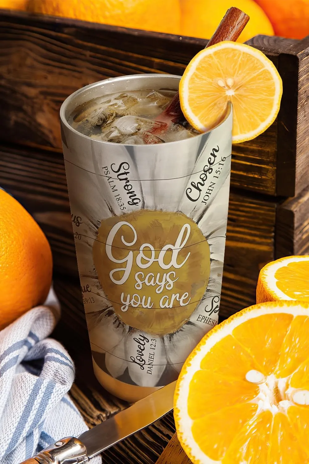 20oz Daisy Flower Faith Tumbler, God Says You Are, Religious, Christian Gifts, Coffee Thermos for Women, Stainless Steel Double Wall Vacuum Insulated Coffee Mug, Travel Cup with Lid