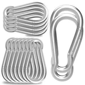 20PCS M10 Spring Snap Hook Carabiner, Heavy Duty 4'' Galvanized Steel Carabiner Clip, 770LBS Holding Capacity Spring Clips for Hammock Swing Outdoor Travel