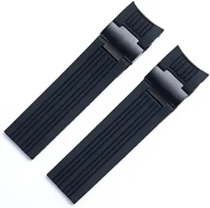 22x20mm Diver and Marine Waterproof Soft Silicone Rubber Watchband Wrist Watch Band Belt for Ulysse Nardin Strap Folding Buckle