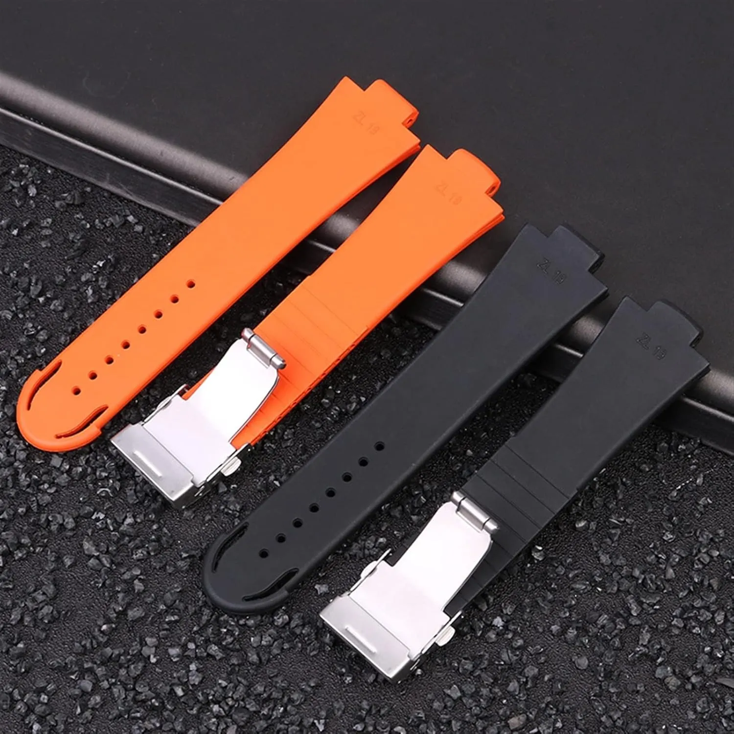 24mm*12mm Lug End Rubber Waterproof Watchband for Oris Wristband Silicone Watch Strap Stainless Steel Folding Clasp