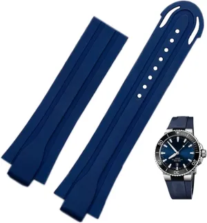 24mm*12mm Lug End Rubber Waterproof Watchband for Oris Wristband Silicone Watch Strap Stainless Steel Folding Clasp