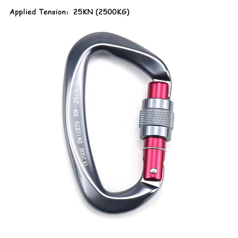 25KN Professional Climbing Carabiner D Shape Aluminum Safety Lock
