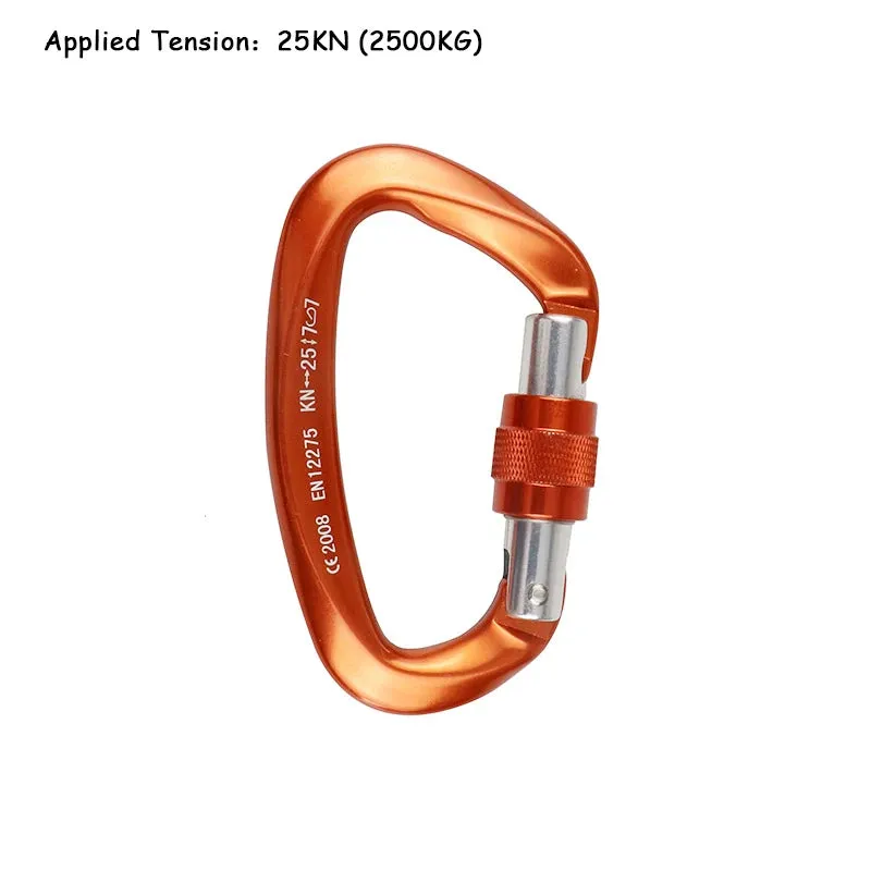25KN Professional Climbing Carabiner D Shape Aluminum Safety Lock