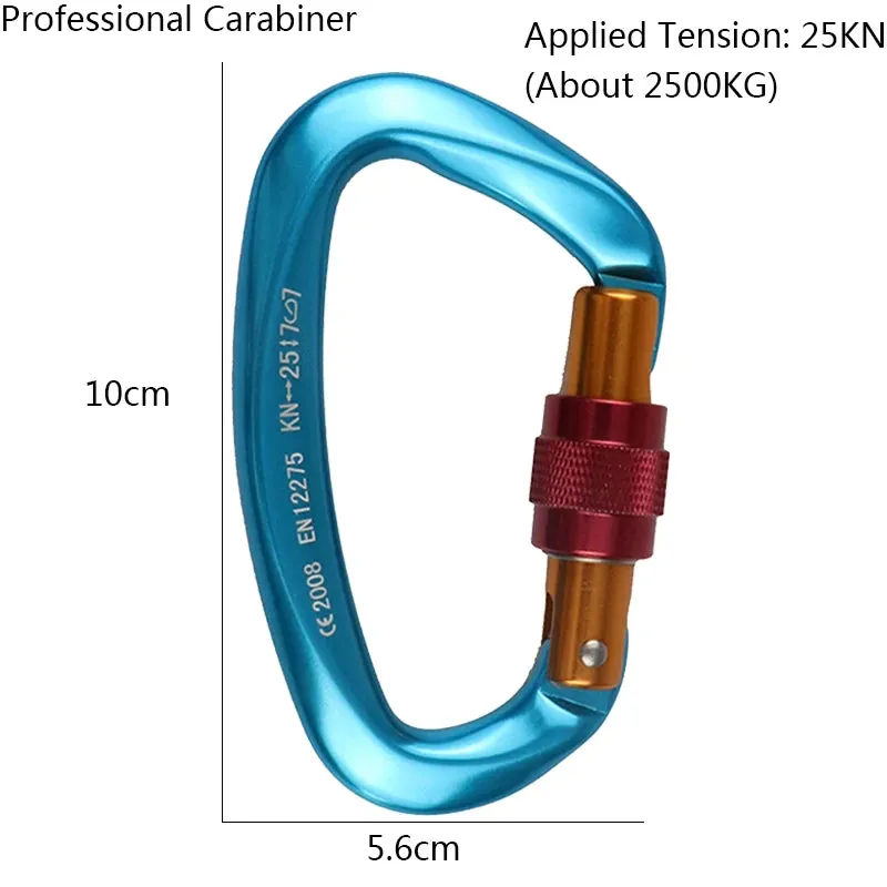 25KN Professional Climbing Carabiner D Shape Aluminum Safety Lock