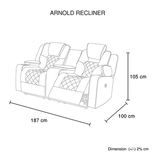 3 2 Seater Electric Recliner Stylish Rhino Fabric Black Lounge Armchair with LED Features