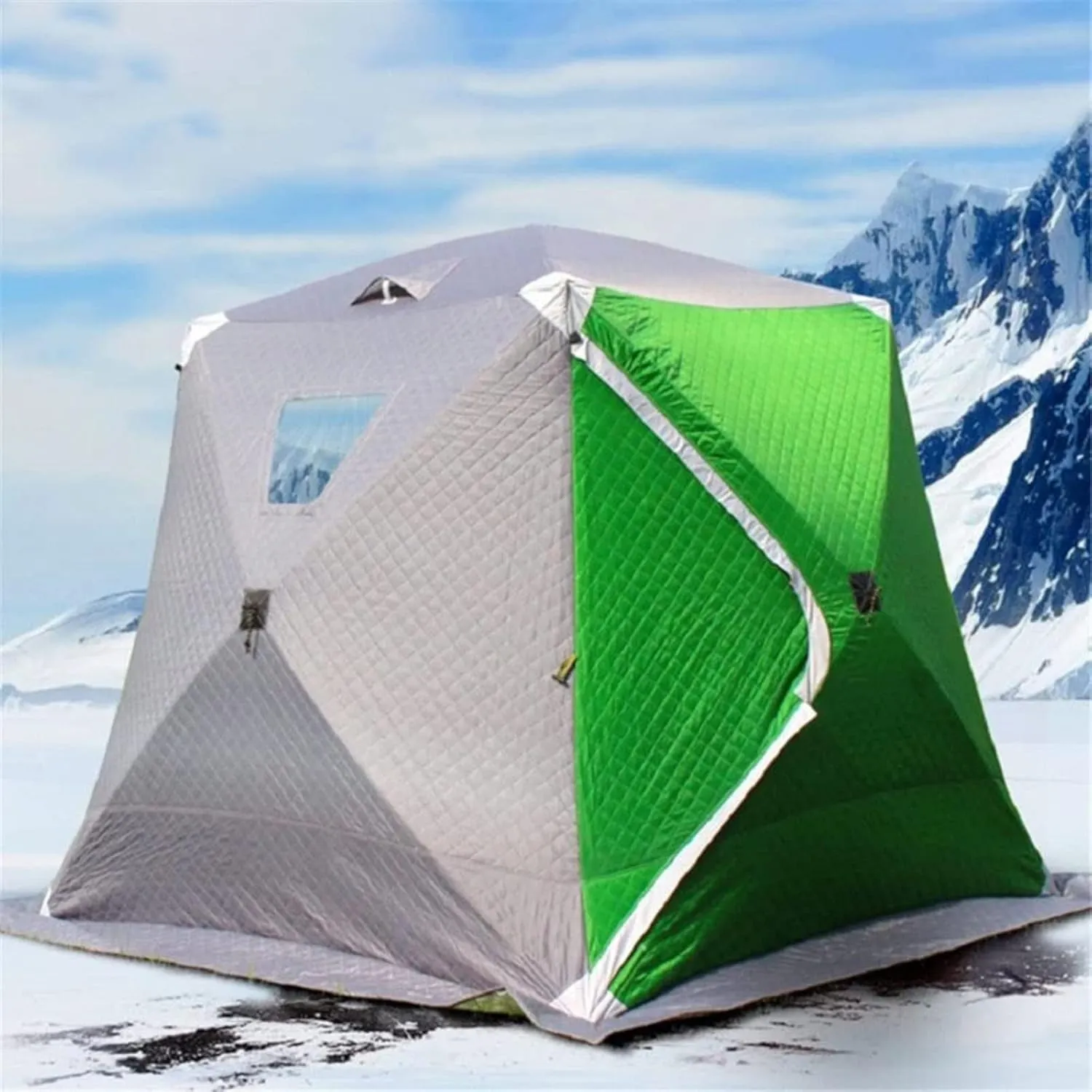 3-4 Persons Portable Ice Fishing Tent Insulated Ice Fishing Shelter Thermal Ice Fishing Shanty with Insulated Layer for Ice Fishing Winter Fishing