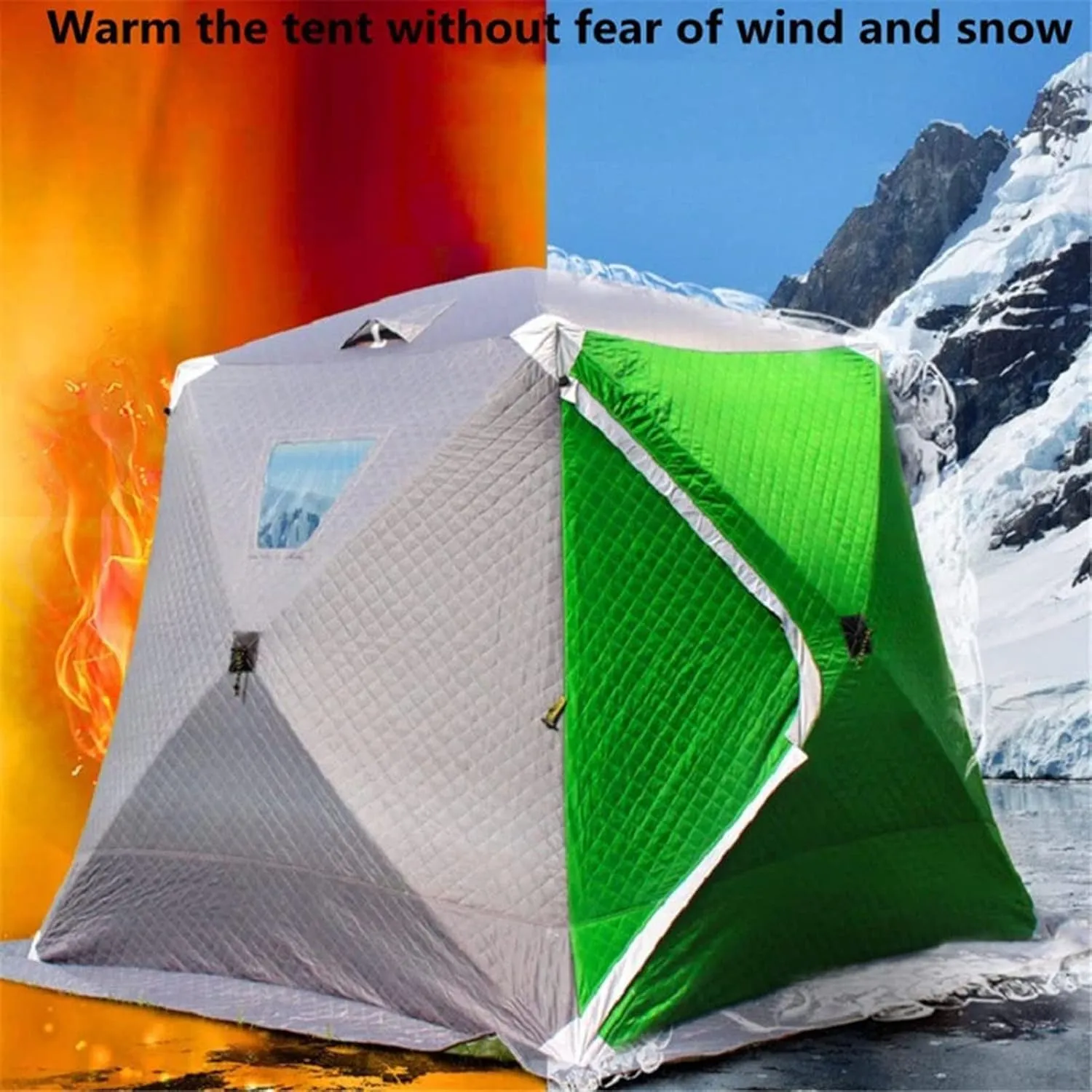 3-4 Persons Portable Ice Fishing Tent Insulated Ice Fishing Shelter Thermal Ice Fishing Shanty with Insulated Layer for Ice Fishing Winter Fishing