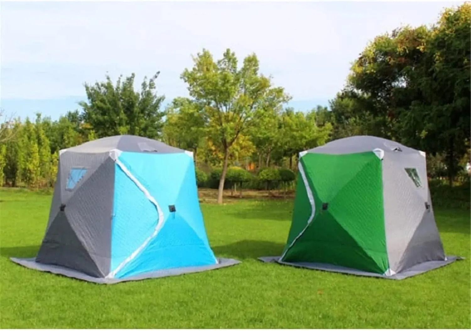 3-4 Persons Portable Ice Fishing Tent Insulated Ice Fishing Shelter Thermal Ice Fishing Shanty with Insulated Layer for Ice Fishing Winter Fishing